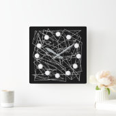 黒モダン白抽象芸術正方形ウォールクロック スクエア壁時計 (ホーム)