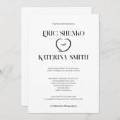 黒モダン白文字スタイル結婚式の招待 招待状 (正面/裏面)