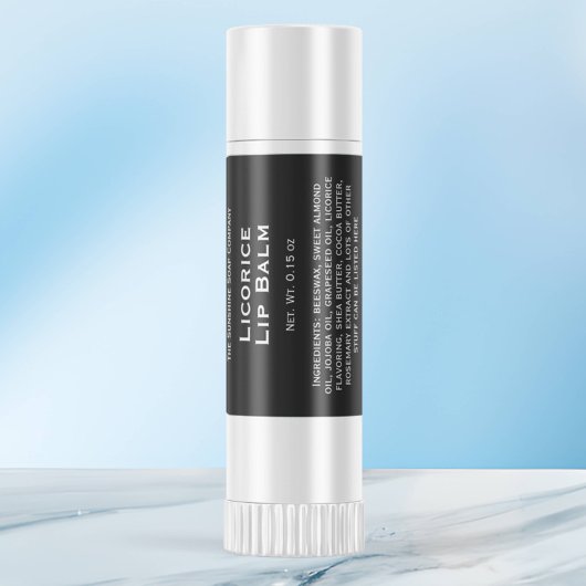 黒モダン白文字リップクリーム管ラベル スクエアシール