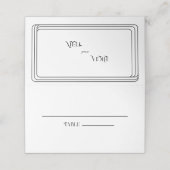 黒モダン白文字折りはっきりした曲げ プレイスカード (外部開封)