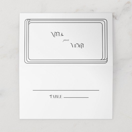 黒モダン白文字折りはっきりした曲げ プレイスカード (外部開封)