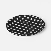 黒モダン白水玉模様パーティー ペーパープレート (アングル)