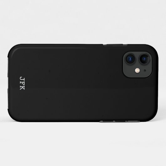 黒モダン白無地のイニシャルカスタム Case-Mate iPhoneケース (裏面(横))