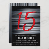 黒モダン白男15誕生日 招待状 (正面/裏面)