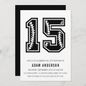 黒モダン白男15誕生日 招待状 (正面/裏面)