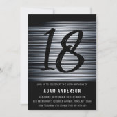 黒モダン白男18誕生日 招待状 (正面)