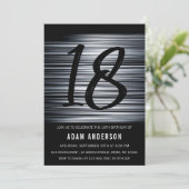 黒モダン白男18誕生日 招待状 (スタンド正面)