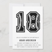 黒モダン白男18誕生日 招待状 (正面)