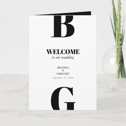 黒モダン白結婚のサービス順 プログラム (正面)