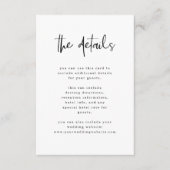 黒モダン白結婚の |ゲスト詳細 エンクロージャーカード (正面)