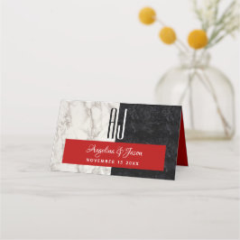 黒モダン白結婚の プレイスカード