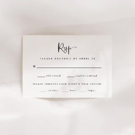 黒モダン白結婚の |食事の選択 出欠カード