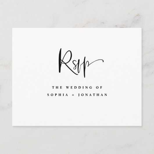 黒モダン白結婚の |食事の選択RSVP ポストカード (正面)