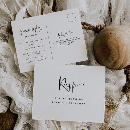 黒モダン白結婚の |食事の選択RSVP ポストカード