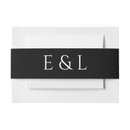 黒モダン白結婚式招待状 招待状ベリーバンド