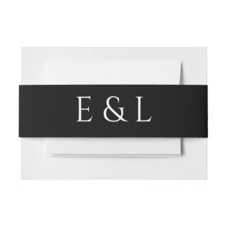 黒モダン白結婚式招待状 招待状ベリーバンド