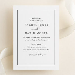 黒モダン白結婚式招待状 招待状