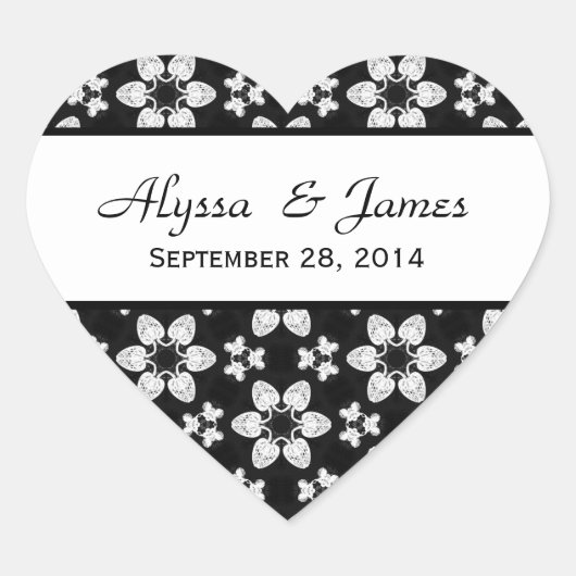 黒モダン白結婚新郎新婦ST003 ハートシール (正面)