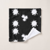 黒モダン白絵を描(ばちゃばちゃ)跳ねる バスタオルセット (ウォッシュタオル)