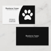 黒モダン白足印刷犬歩く 名刺 (正面/裏面)
