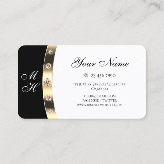 黒モダン白金ゴールドサイきらめくン 名刺 (裏面)