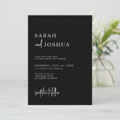 黒モダン白黒ミニマル結婚ラリスト 招待状 (スタンド正面)