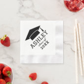 黒モダン白2025年カスタム学名 縁ありカクテルナプキン (インサイチュ)