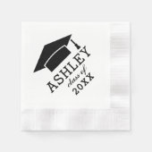 黒モダン白2025年カスタム学名 縁ありカクテルナプキン (正面)
