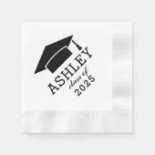 黒モダン白2025年カスタム学名 縁ありカクテルナプキン (正面)