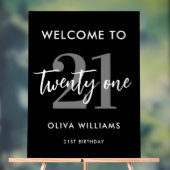 黒モダン白21エレガント歳 アクリルサイン (ニュートラル)