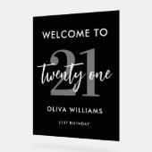 黒モダン白21エレガント歳 アクリルサイン (傾斜)