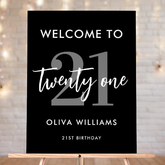 黒モダン白21エレガント歳 アクリルサイン