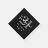 黒モダン白21エレガント歳 スタンダードカクテルナプキン (角)