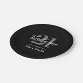 黒モダン白21エレガント歳 ペーパープレート (アングル)