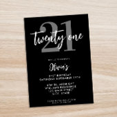 黒モダン白21エレガント歳 招待状