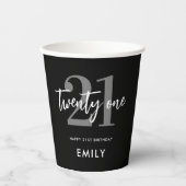 黒モダン白21エレガント歳 紙コップ (正面)