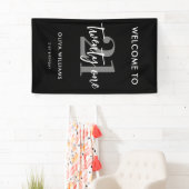 黒モダン白21歳エレガント誕生日サイン 横断幕 (インサイチュ)