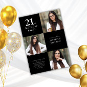 黒モダン白3枚の写真21歳の誕生日 招待状