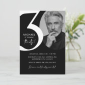 黒モダン白30thフォトバースデーパーティー 招待状 (スタンド正面)