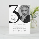 黒モダン白30thフォトバースデーパーティー 招待状 (スタンド正面)