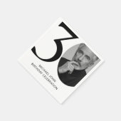 黒モダン白30thフォト誕生日 スタンダードカクテルナプキン (角)