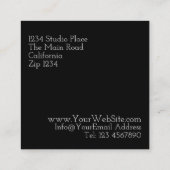 黒モダン白4枚の写真正方形 スクエア名刺 (裏面)