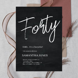 黒モダン白40歳の誕生日パーティー 招待状