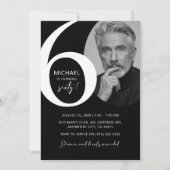 黒モダン白60thフォトバースデーパーティー 招待状 (正面)