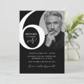 黒モダン白60thフォトバースデーパーティー 招待状 (スタンド正面)