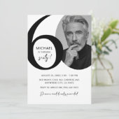 黒モダン白60thフォトバースデーパーティー 招待状 (スタンド正面)