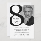 黒モダン白80thフォトバースデーパーティー 招待状 (正面)