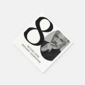 黒モダン白80thフォト誕生日 スタンダードカクテルナプキン (角)