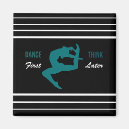 黒モダン白&ティール（緑がかった色）ダンス引用文 マグネット