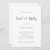 黒モダン白 |ブランチとバブリー 招待状 (正面/裏面)